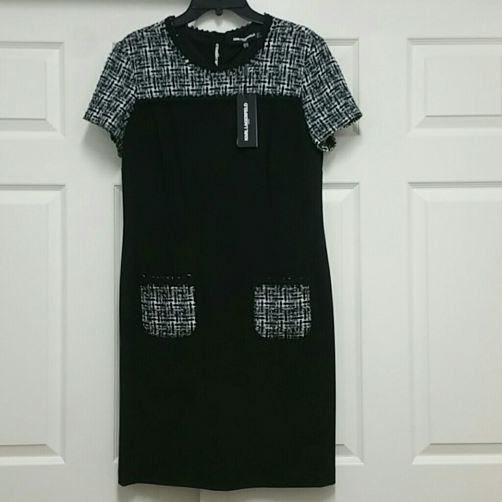 NWT Karl Lagerfeld Retro Black Dress Size 12
